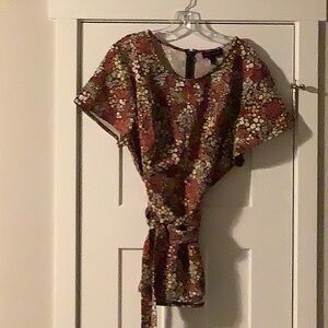Boho Floral Blouse with Waist Tie